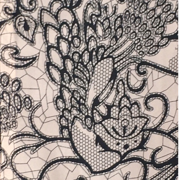 Signature Collection Avon Chiffon Nude with Black Lace Print Midi Dress size 2X - Picture 7 of 10